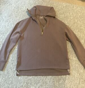 Danskin Women's Brown Pullover Sweatshirt S/P 1/4 Zip Mock Neck Long Sleeve